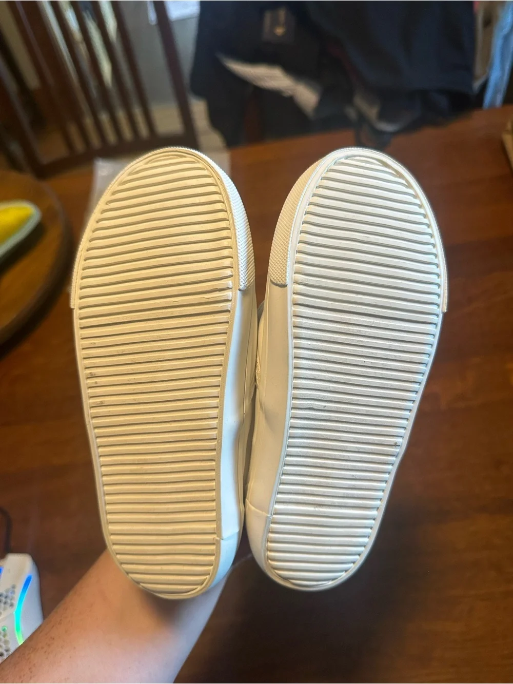 Old Navy White Kids Unicorn Slip-On Sneakers with Pink Accents and Gold Horns